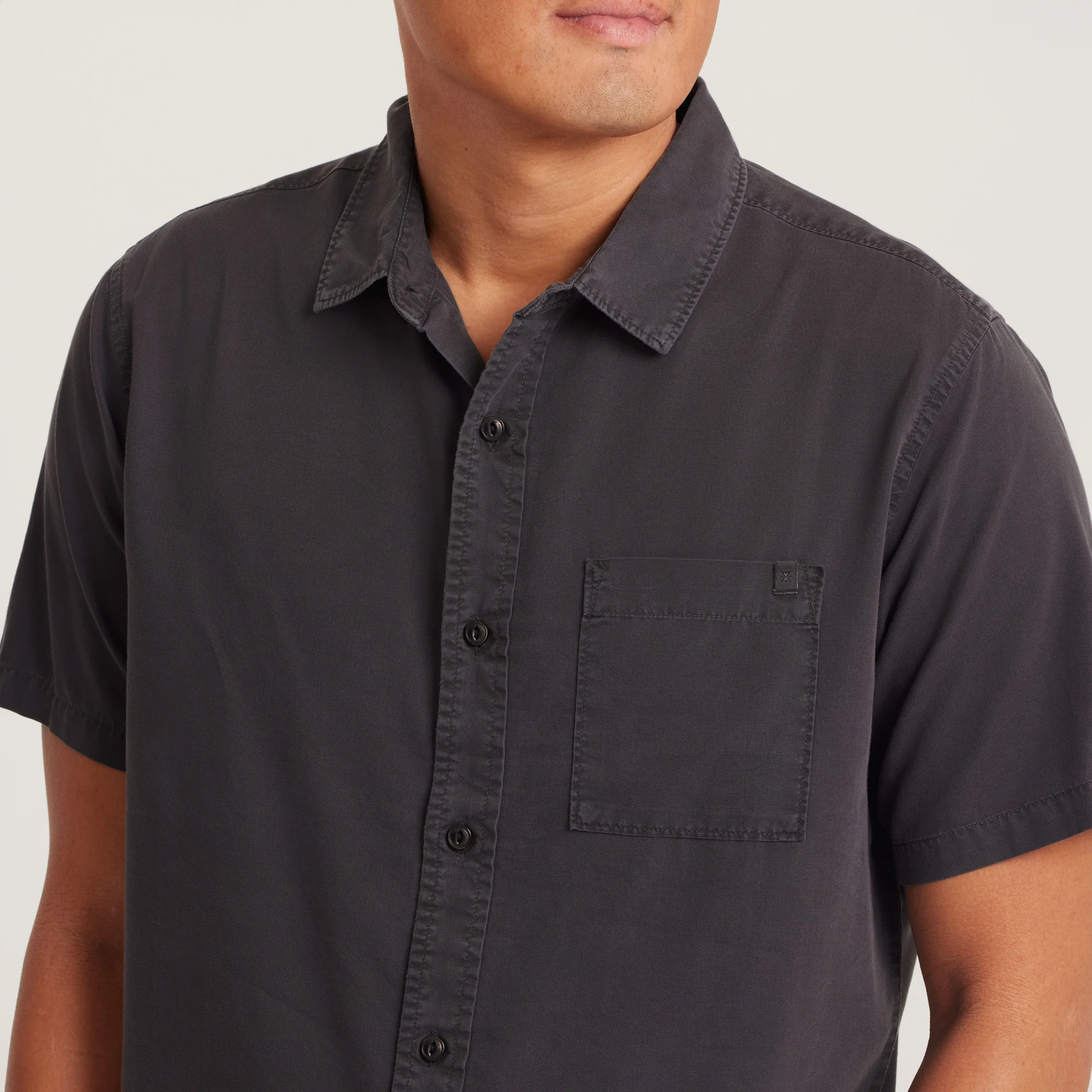 Made To Fade Short Sleeve Button Up Shirt - Washed Charcoal - Image 4
