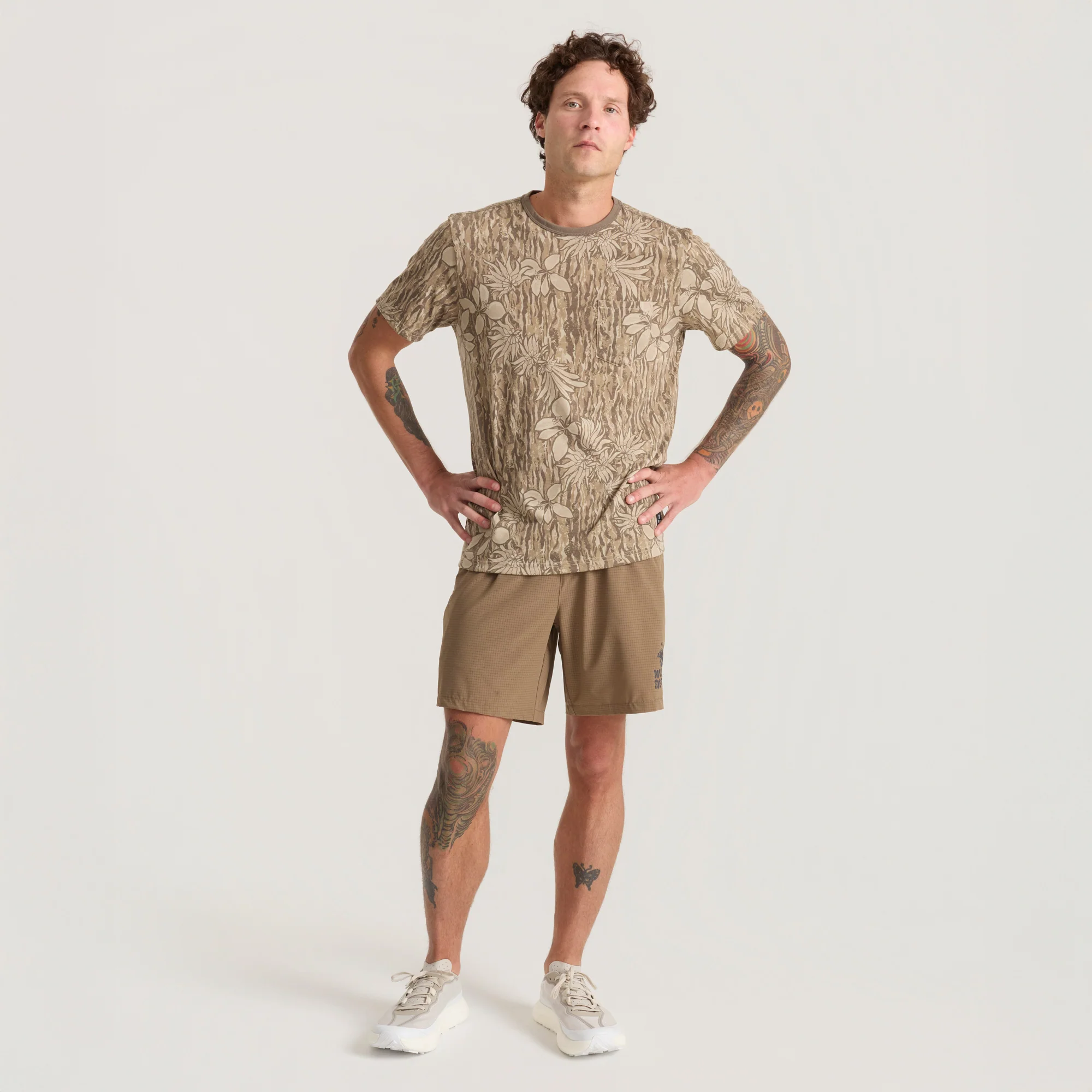 Mathis Active Tie Dye Pocket Short Sleeve Tee - Khaki Tie Dye - Image 8