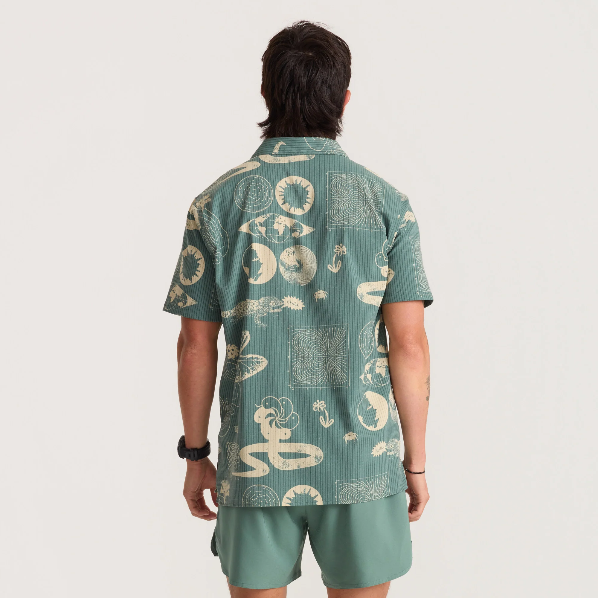 Bless Up Trail Button Up Shirt - Slate Green/Tan - Image 4
