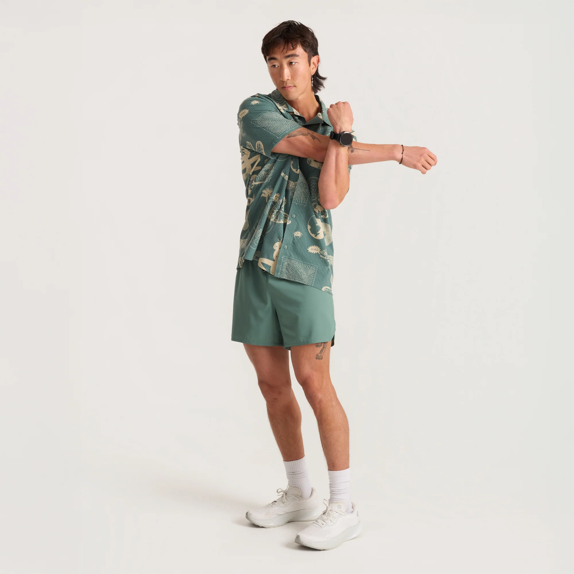 Bless Up Trail Button Up Shirt - Slate Green/Tan - Image 6